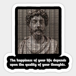 Stoic Marcus Aurelius With Quote About Happiness Sticker